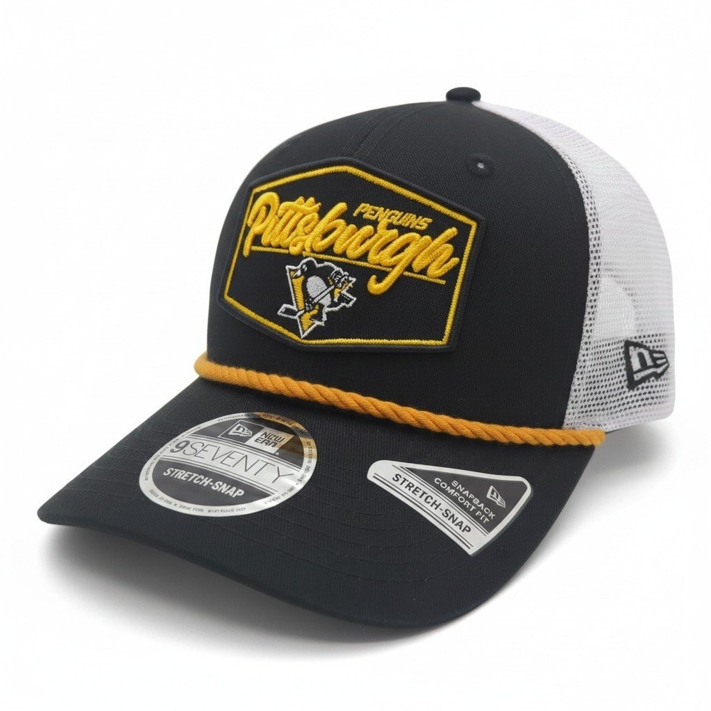New Era 9SEVENTY Pittsburgh Penguins NHL Stretch-Snap Trucker Hat Black White